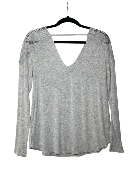 American Eagle Women's Gray Soft & Sexy V-Neck Long Sleeve Top Size Medium - Picture 2 of 12